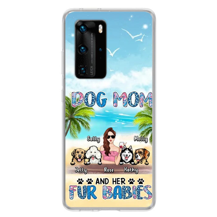 Custom Personalized Dog Mom Summer Patterned Phone Case - Upto 4 Dogs - Gift Idea For Dog Mom/Dog Lovers - Dog Mom And Her Fur Babies - Cases For Oppo/Xiaomi/Huawei