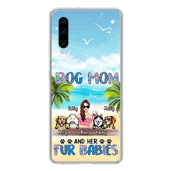 Custom Personalized Dog Mom Summer Patterned Phone Case - Upto 4 Dogs - Gift Idea For Dog Mom/Dog Lovers - Dog Mom And Her Fur Babies - Cases For Oppo/Xiaomi/Huawei