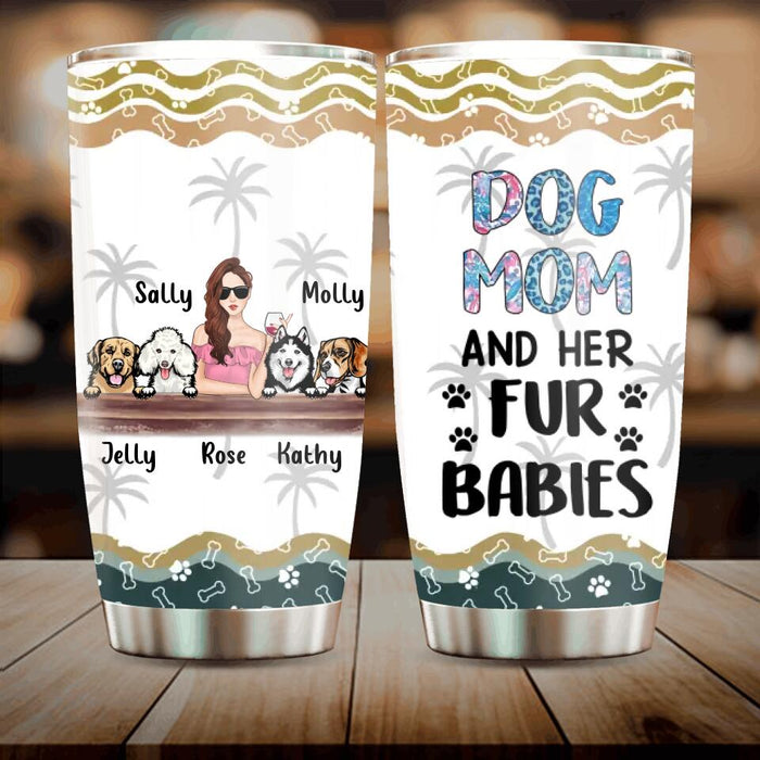 Custom Personalized Dog Mom Summer Patterned Tumbler - Upto 4 Dogs - Gift Idea For Dog Mom/Dog Lovers - Dog Mom And Her Fur Babies