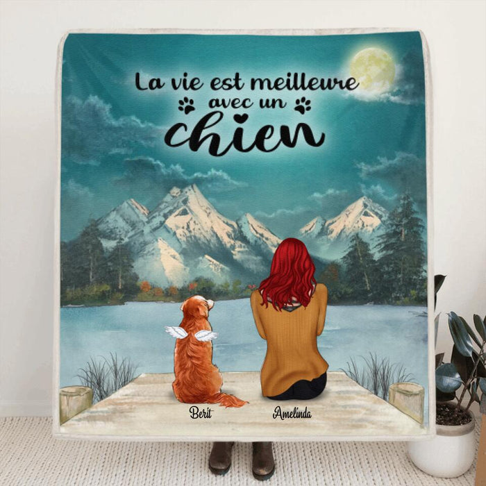 Custom Personalized Dog Mom Quilt/Fleece Blanket - Best Gift Idea For Dog Lovers With Upto 5 Pets -  La vie est meilleure avec un chien