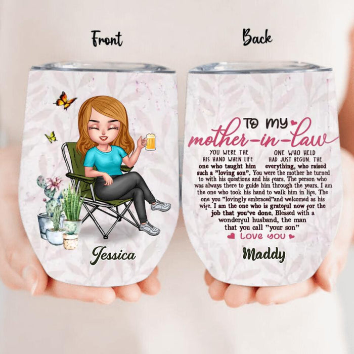 Custom Personalized Mother-In-Law Wine Tumbler - Best Gift Idea For Mother's Day - To My Mother-In-Law