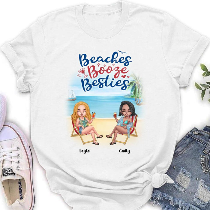 Custom Personalized Besties Shirt - Upto 4 People - Gift Idea For Besties/Friends - Beaches Booze Besties