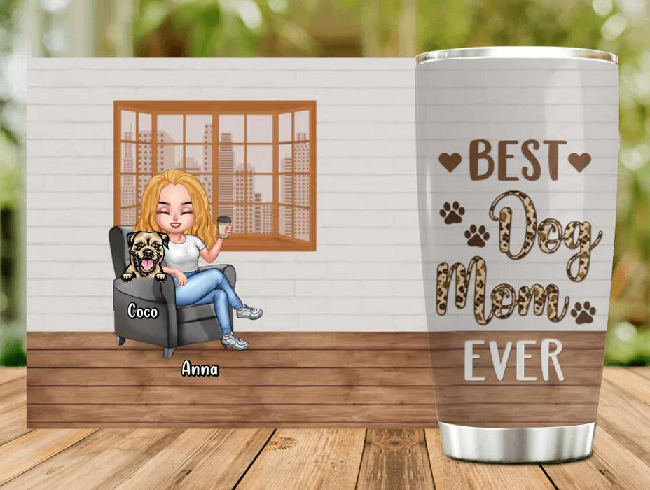 Custom Personalized Dog Mom Tumbler - Gift Idea For Dog Lovers/Mother's Day - Upto 4 Dogs - Best Dog Mom Ever