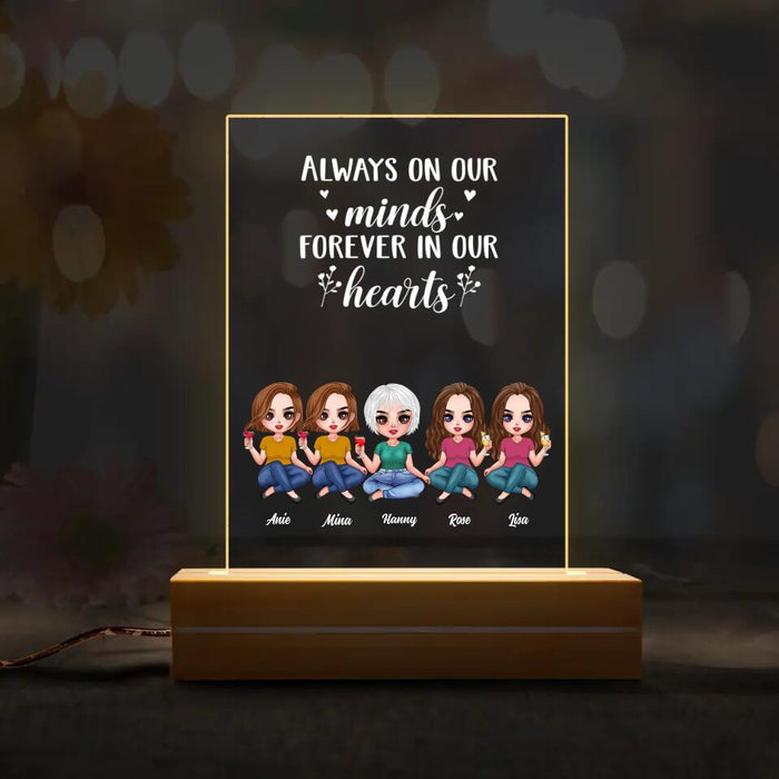 Custom Personalized Mother Acrylic Night Light - Upto 4 Daughters - Gift Idea For Mother's Day - Always On Our Minds Forever In Our Hearts