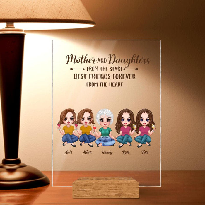 Custom Personalized Mother Acrylic Plaque - Upto 4 Daughters - Gift Idea For Mother's Day - Mother And Daughters From The Start Best Friends Forever From The Heart