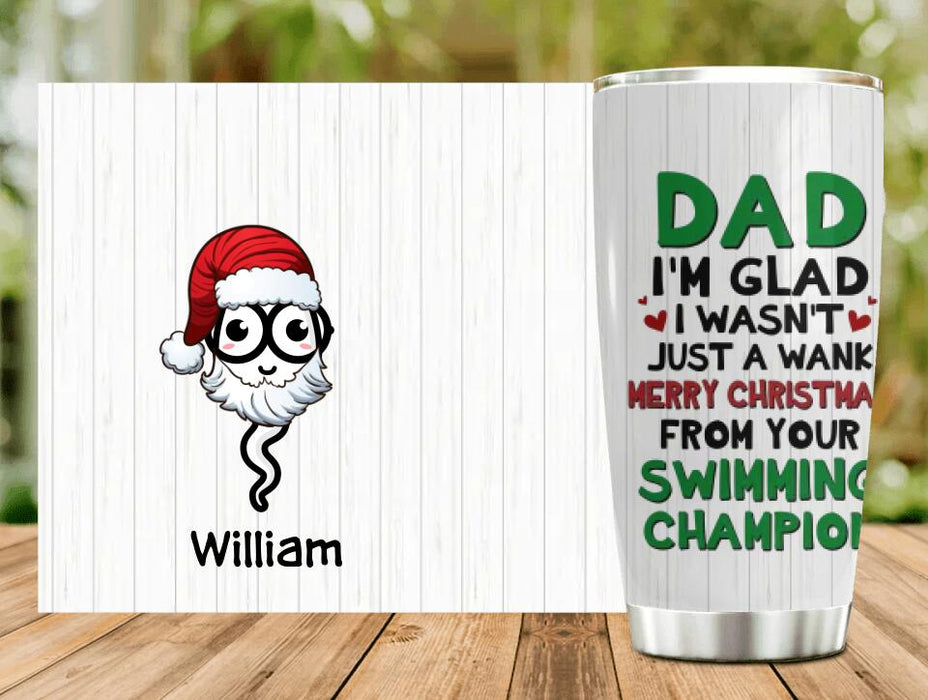 Custom Personalized Xmas Father Tumbler - Upto 6 Children - Christmas Gift Idea For Father - Merry Christmas From Your Swimming Champion