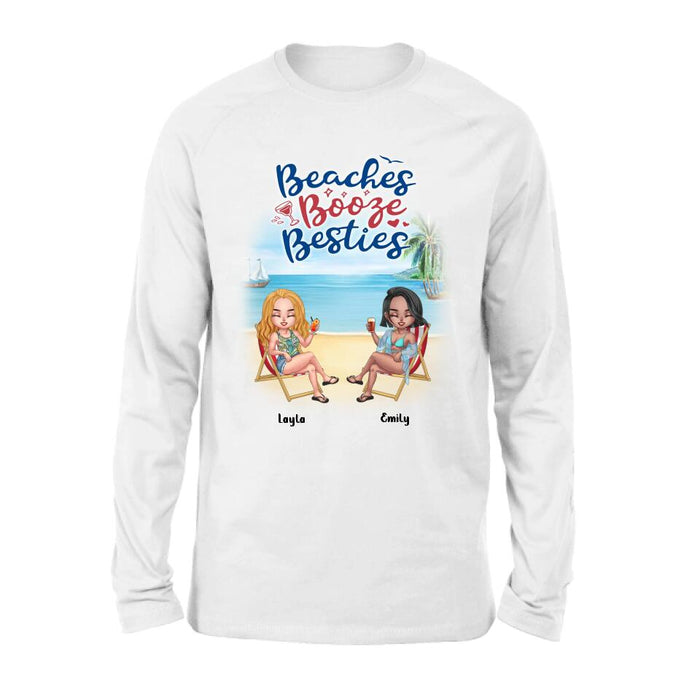 Custom Personalized Besties Shirt - Upto 4 People - Gift Idea For Besties/Friends - Beaches Booze Besties