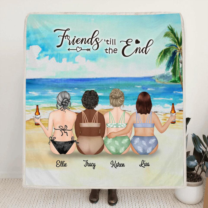 Personalized Curvy Girls Bikini Quilt Blanket / Fleece Blanket - Gift For Best Friends - Friends 'Till The End - AQ5WVZ