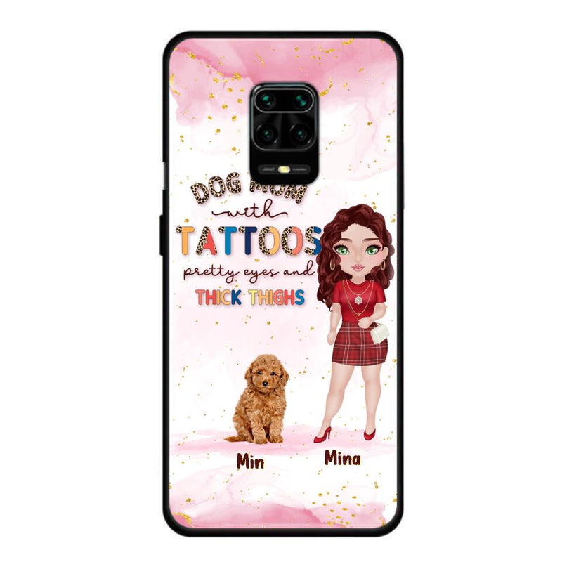 Custom Personalized Dog Mom Phone Case - Up to 5 Dogs - Best Gift Idea For Dog Lovers/Mother's Day - Dog Mom With Tattoos Pretty Eyes And Thick Thighs - Cases For Oppo, Xiaomi And Huawei