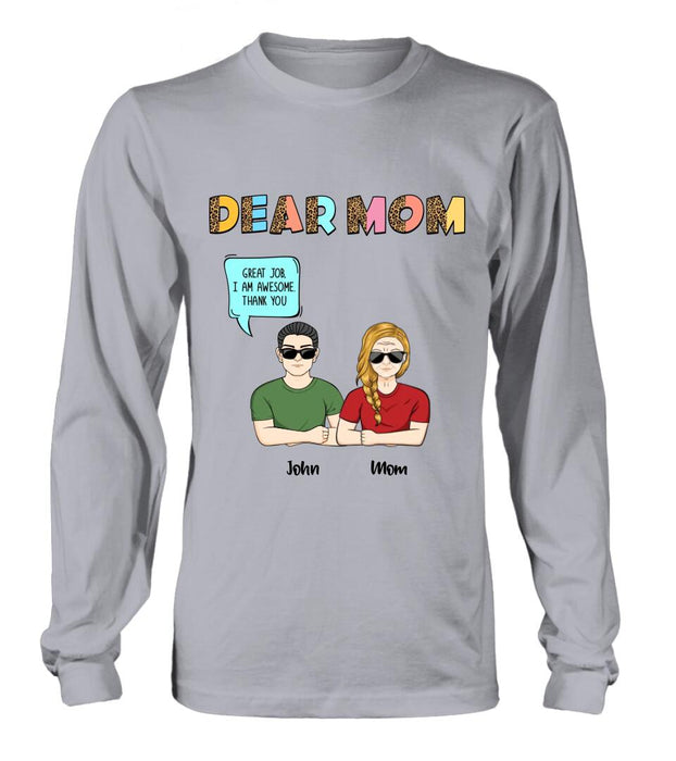 Custom Personalized Dear Mom T-Shirt/ Long Sleeve/ Sweatshirt/ Hoodie - Upto 5 People - Gift Idea For Mother's Day