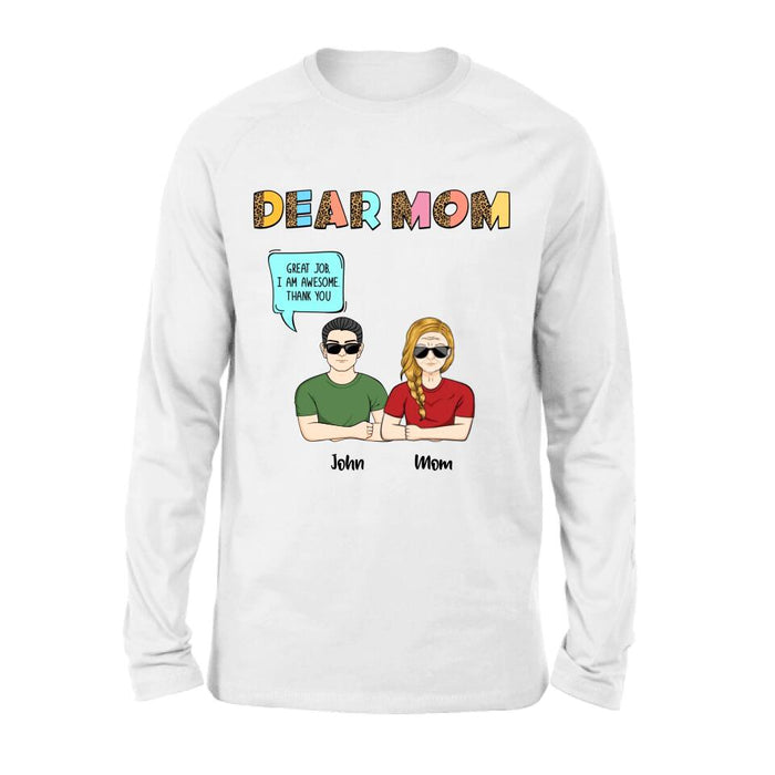 Custom Personalized Dear Mom T-Shirt/ Long Sleeve/ Sweatshirt/ Hoodie - Upto 5 People - Gift Idea For Mother's Day