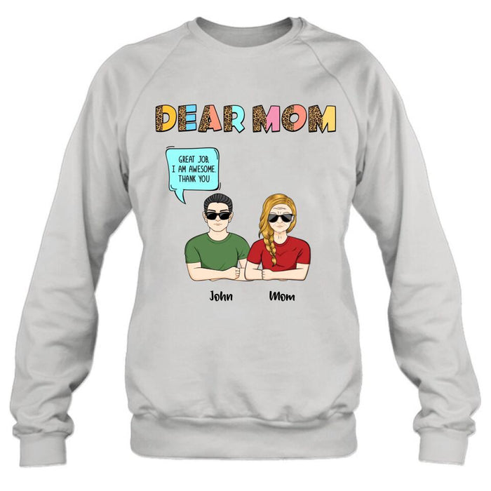 Custom Personalized Dear Mom T-Shirt/ Long Sleeve/ Sweatshirt/ Hoodie - Upto 5 People - Gift Idea For Mother's Day