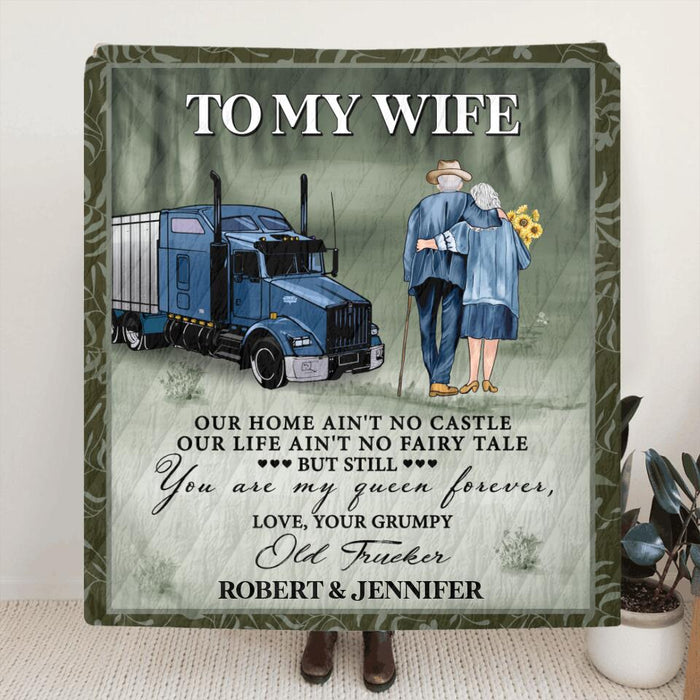 Custom Personalized Couple Quilt/ Single Layer Fleece - Gift For Couple/ Mother's Day 2022 Gift - You Are My Queen Forever