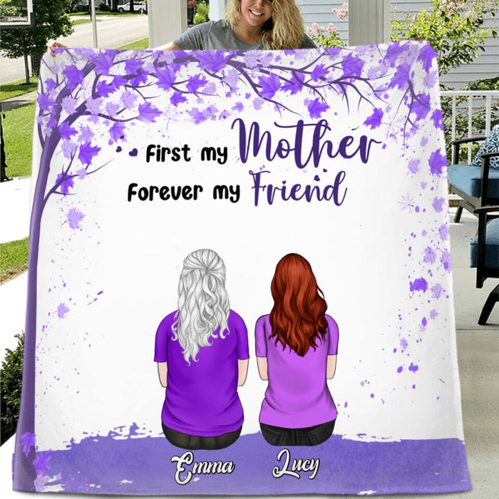 Custom Personalized Beautiful Mom Quilt/Fleece Blanket - Upto 5 People - Gift Idea For Mother's Day - First My Mother Forever My Friend