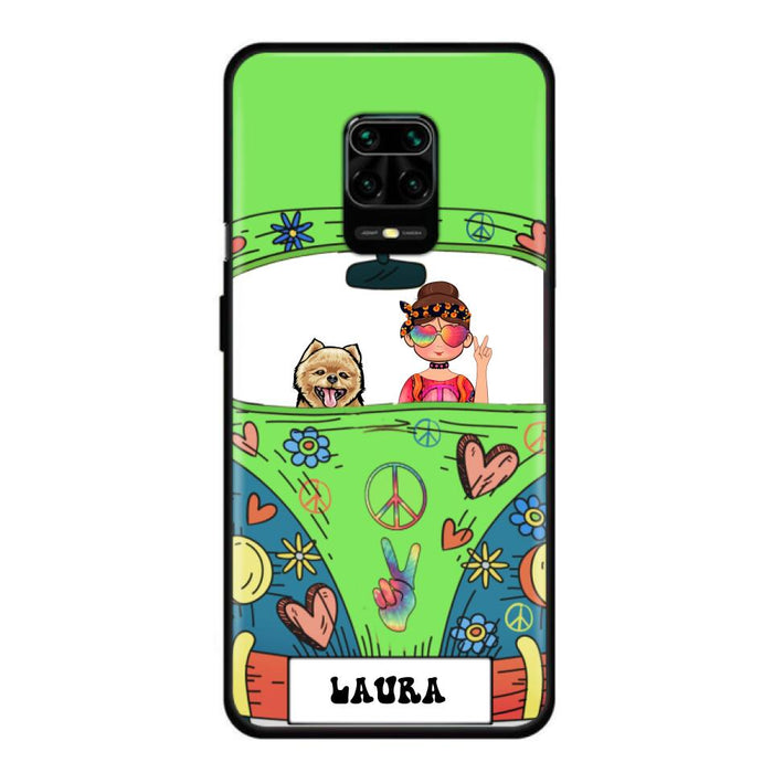 Custom Personalized Hippie Girl Phone Case - Girl with up to 3 Pets - Case for iPhone, Samsung and Xiaomi