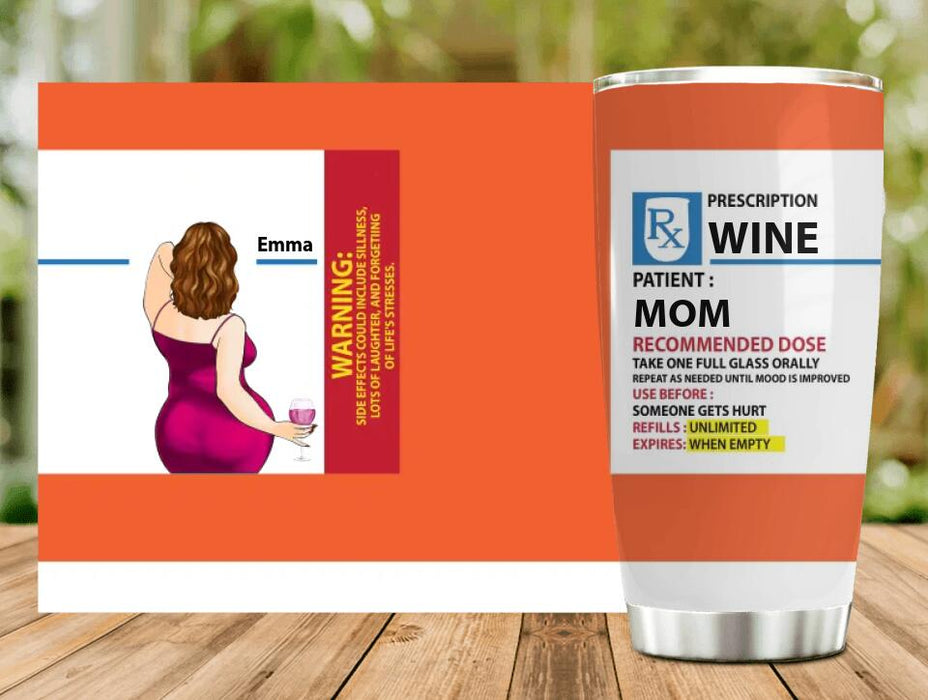 Personalized Drinking Mom Tumbler - Prescription Wine Labels