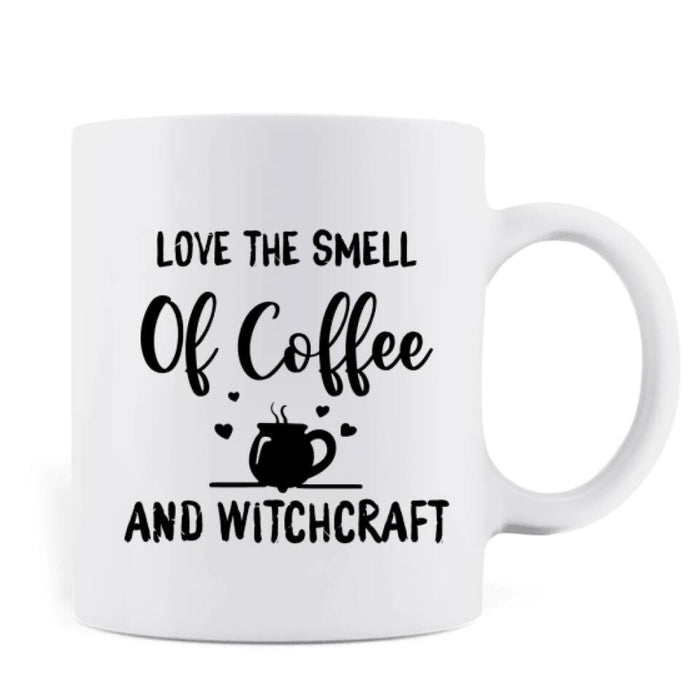 Custom Personalized Halloween Cats Coffee Mug -  Upto 3 Cats - Love The Smell Of Coffee And Witchcraft - B16ZKZ