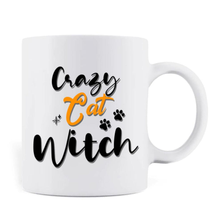 Custom Personalized Witchy Coffee Mug - Up to 3 Pets - Crazy Cat Witch - OCEL9Z