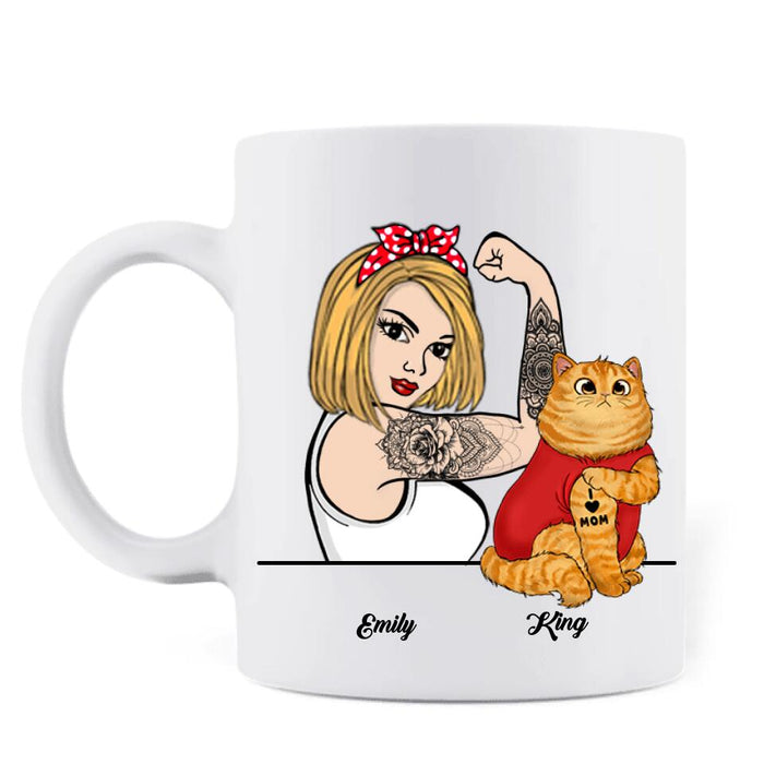 Custom Personalized Cat Mom Mug - Upto 3 Cats - I Like Tattoos And Cats And maybe 3 People