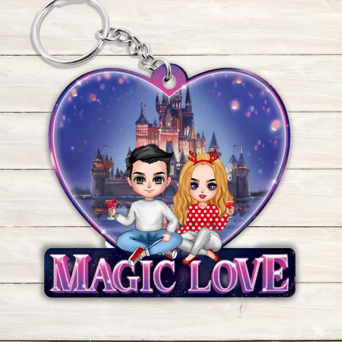 Personalized Couple Acrylic Keychain - Gift Idea For Couple/ Valentines/ Anniversary/ Mother's Day Gift For Wife From Husband - Magic Love