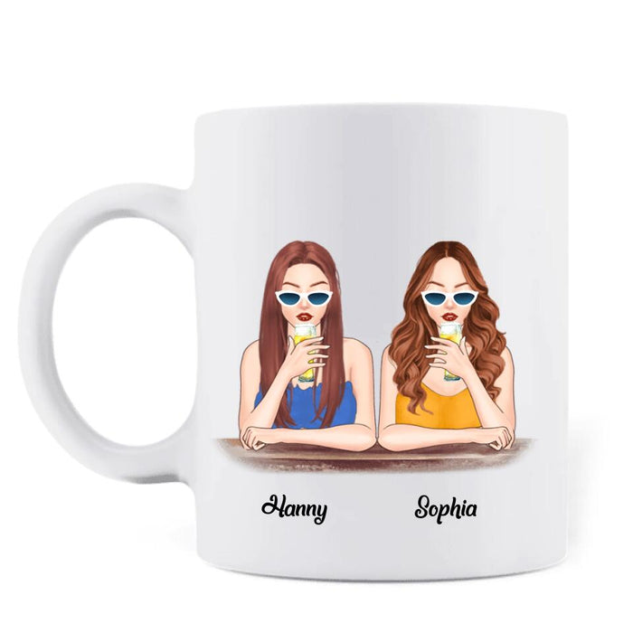 Custom Personalized Drink Besties Mug - Best Gift For Friend/Sister - Let's Be Friends 'Till We're Old And Bonkers