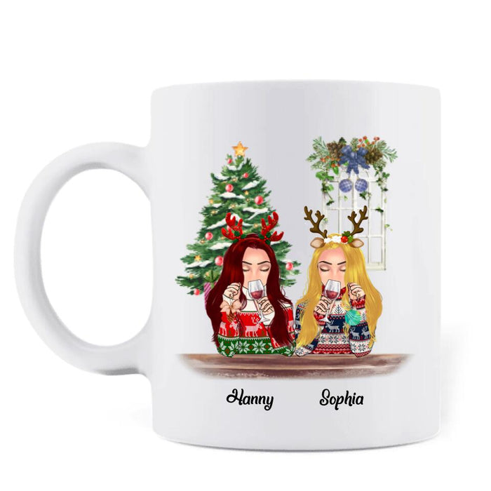 Custom Personalized Christmas Besties Mug - Best Gift For Christmas - Let's Be Friends 'Till We're Old And Bonkers