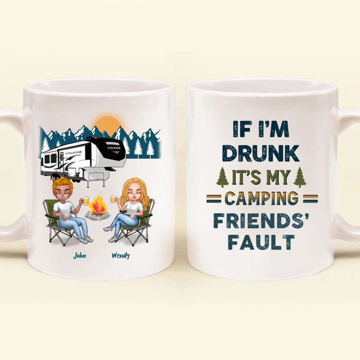 Custom Personalized Camping Friends Coffee Mug - Upto 7 People - Gift Idea For Friends/Camping Lovers - If I'm Drunk It's My Camping Friends' Fault