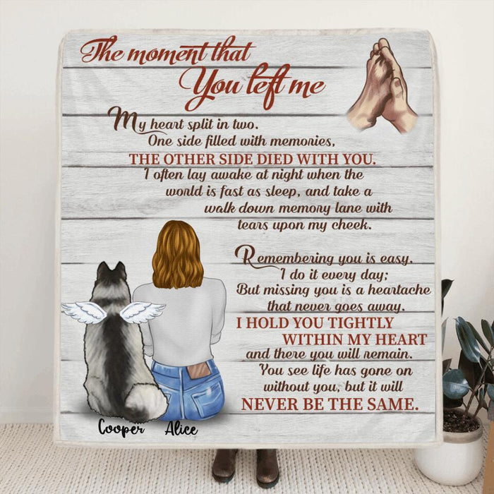 Personalized Dog Memorial Blanket - Woman & Dog - Gift For Dog Owners - My Heart Split In Two - 9RUHCI