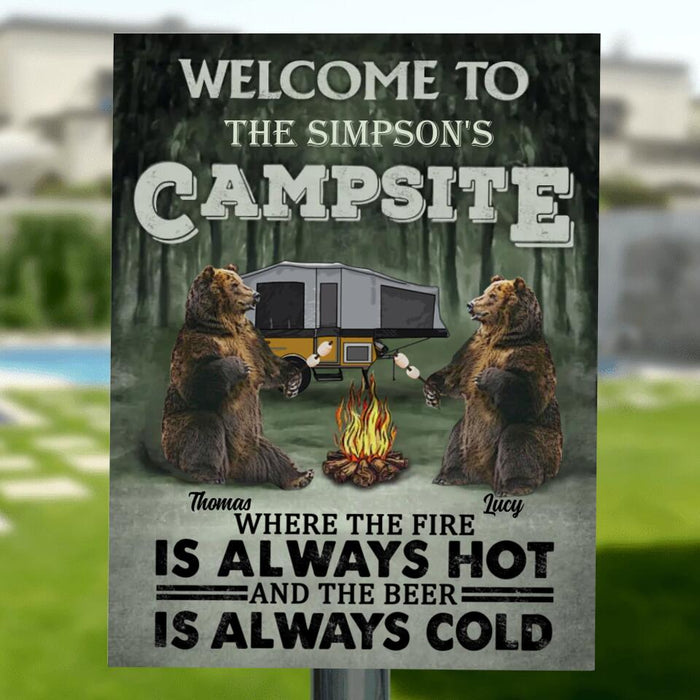 Custom Personalized Bear Camping Metal Sign - Two Bears - Best Gift For Camping Lovers - Welcome To The Simpson's - FVNHR8