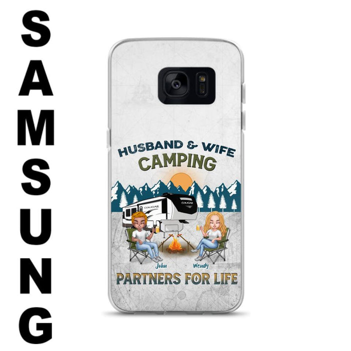 Custom Personalized Camping Friends/ Couple Phone Case For iPhone And Samsung - Upto 7 People - Gift Idea For Friends/ Camping Lover - Husband & Wife Camping Partners For Life