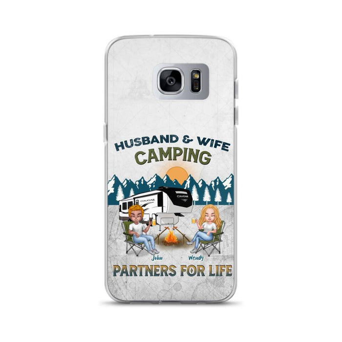 Custom Personalized Camping Friends/ Couple Phone Case For iPhone And Samsung - Upto 7 People - Gift Idea For Friends/ Camping Lover - Husband & Wife Camping Partners For Life