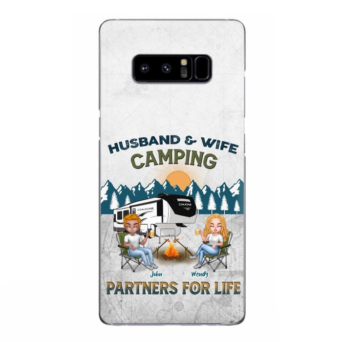 Custom Personalized Camping Friends/ Couple Phone Case For iPhone And Samsung - Upto 7 People - Gift Idea For Friends/ Camping Lover - Husband & Wife Camping Partners For Life