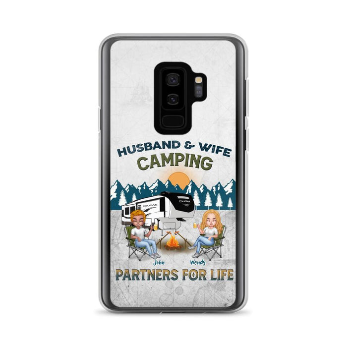 Custom Personalized Camping Friends/ Couple Phone Case For iPhone And Samsung - Upto 7 People - Gift Idea For Friends/ Camping Lover - Husband & Wife Camping Partners For Life