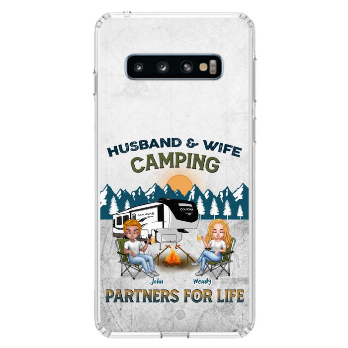 Custom Personalized Camping Friends/ Couple Phone Case For iPhone And Samsung - Upto 7 People - Gift Idea For Friends/ Camping Lover - Husband & Wife Camping Partners For Life