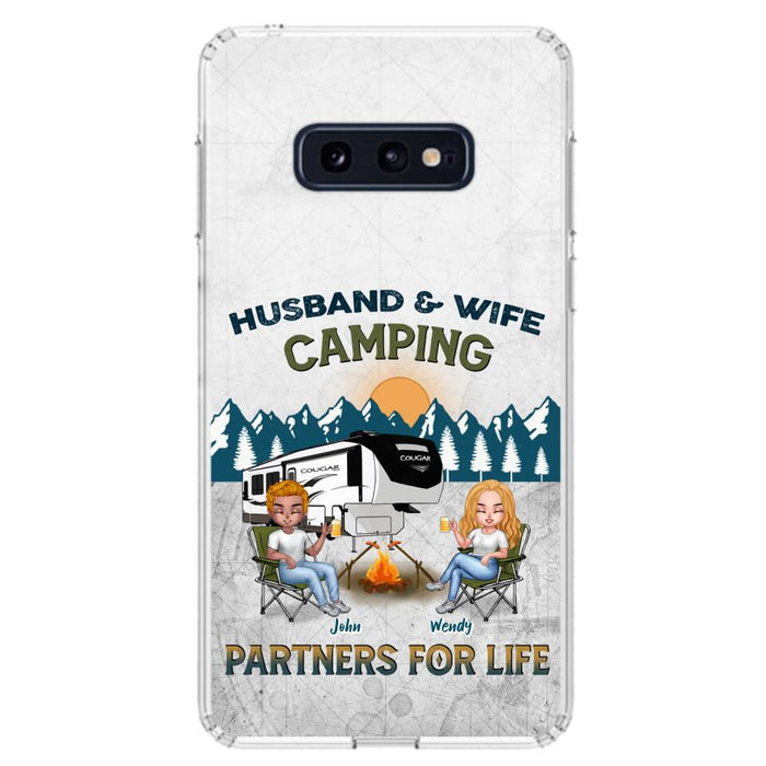 Custom Personalized Camping Friends/ Couple Phone Case For iPhone And Samsung - Upto 7 People - Gift Idea For Friends/ Camping Lover - Husband & Wife Camping Partners For Life