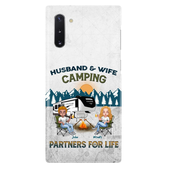 Custom Personalized Camping Friends/ Couple Phone Case For iPhone And Samsung - Upto 7 People - Gift Idea For Friends/ Camping Lover - Husband & Wife Camping Partners For Life