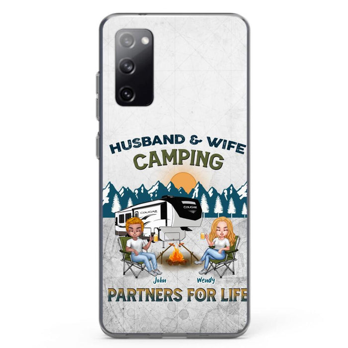 Custom Personalized Camping Friends/ Couple Phone Case For iPhone And Samsung - Upto 7 People - Gift Idea For Friends/ Camping Lover - Husband & Wife Camping Partners For Life