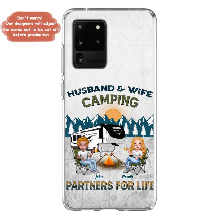 Custom Personalized Camping Friends/ Couple Phone Case For iPhone And Samsung - Upto 7 People - Gift Idea For Friends/ Camping Lover - Husband & Wife Camping Partners For Life