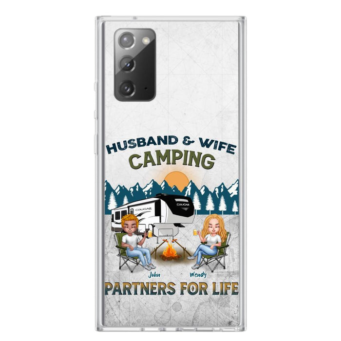 Custom Personalized Camping Friends/ Couple Phone Case For iPhone And Samsung - Upto 7 People - Gift Idea For Friends/ Camping Lover - Husband & Wife Camping Partners For Life