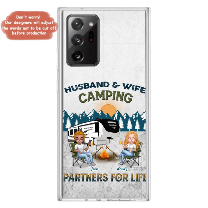 Custom Personalized Camping Friends/ Couple Phone Case For iPhone And Samsung - Upto 7 People - Gift Idea For Friends/ Camping Lover - Husband & Wife Camping Partners For Life