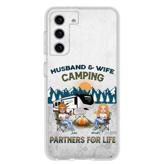 Custom Personalized Camping Friends/ Couple Phone Case For iPhone And Samsung - Upto 7 People - Gift Idea For Friends/ Camping Lover - Husband & Wife Camping Partners For Life