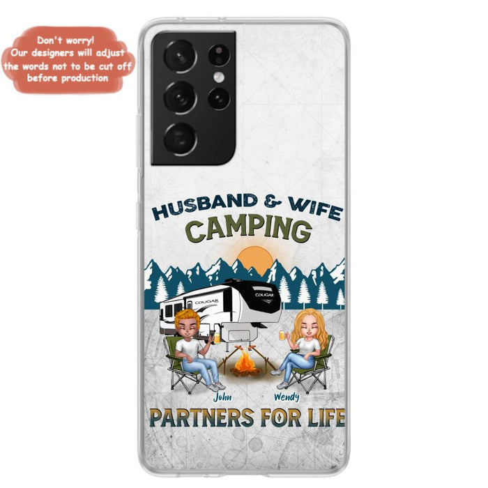 Custom Personalized Camping Friends/ Couple Phone Case For iPhone And Samsung - Upto 7 People - Gift Idea For Friends/ Camping Lover - Husband & Wife Camping Partners For Life