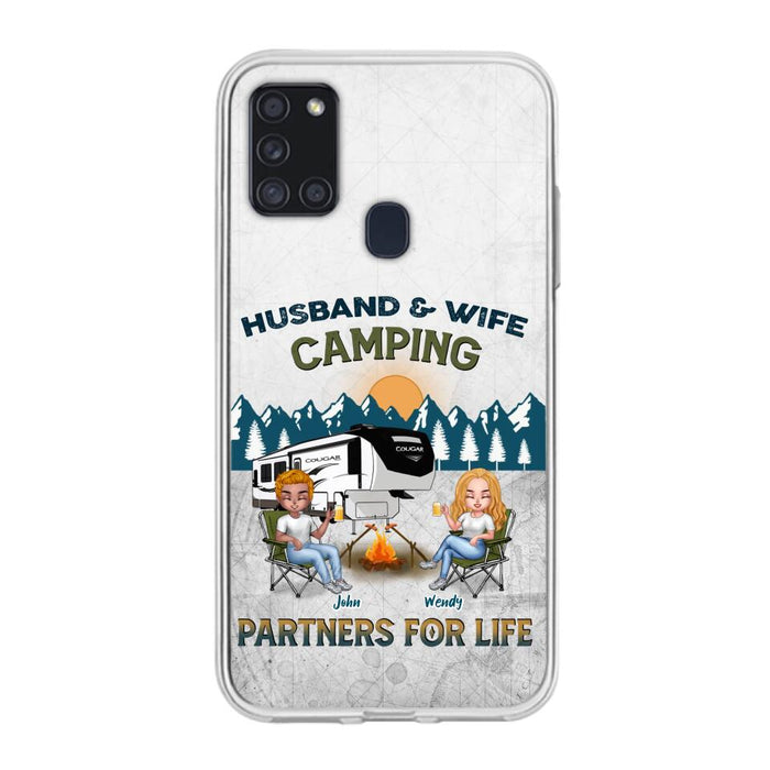 Custom Personalized Camping Friends/ Couple Phone Case For iPhone And Samsung - Upto 7 People - Gift Idea For Friends/ Camping Lover - Husband & Wife Camping Partners For Life