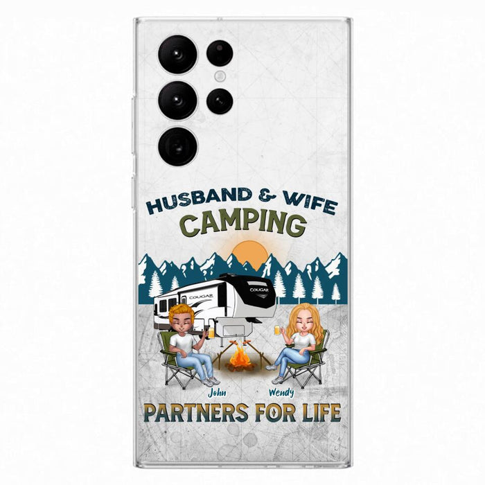 Custom Personalized Camping Friends/ Couple Phone Case For iPhone And Samsung - Upto 7 People - Gift Idea For Friends/ Camping Lover - Husband & Wife Camping Partners For Life