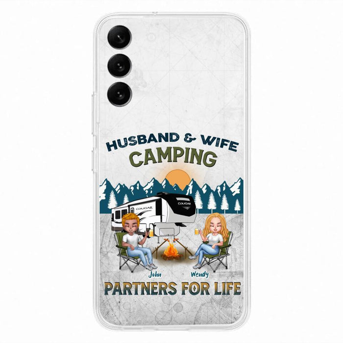 Custom Personalized Camping Friends/ Couple Phone Case For iPhone And Samsung - Upto 7 People - Gift Idea For Friends/ Camping Lover - Husband & Wife Camping Partners For Life