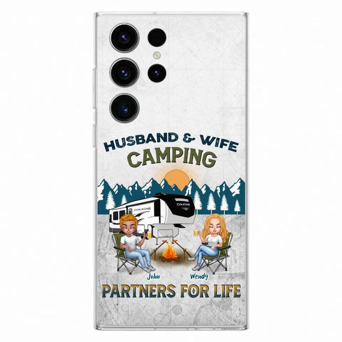 Custom Personalized Camping Friends/ Couple Phone Case For iPhone And Samsung - Upto 7 People - Gift Idea For Friends/ Camping Lover - Husband & Wife Camping Partners For Life