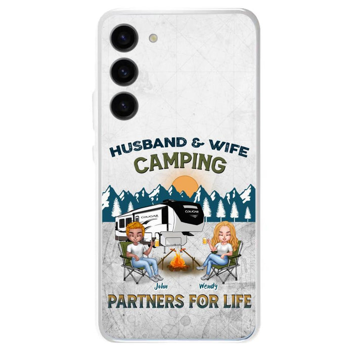 Custom Personalized Camping Friends/ Couple Phone Case For iPhone And Samsung - Upto 7 People - Gift Idea For Friends/ Camping Lover - Husband & Wife Camping Partners For Life