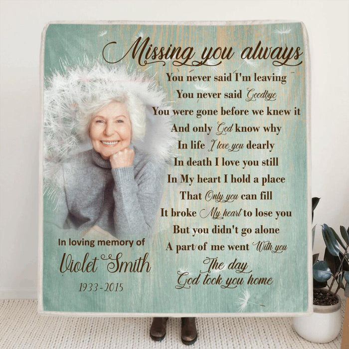 Custom Personalized Remembrance Quilt/ Fleece Blanket - Memorial Gifts - Missing You Always - GTWDM6