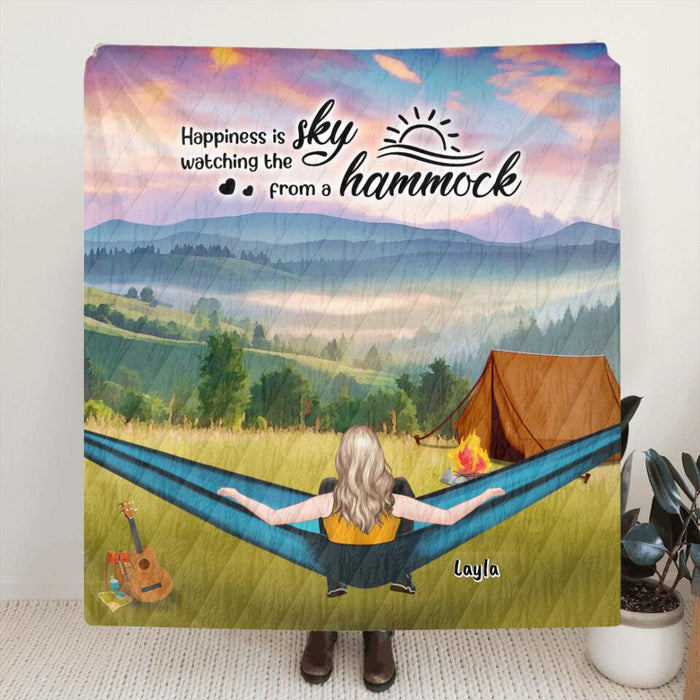 Custom Personalized Hammocks Camping Quilt/ Fleece Blanket - Man/ Woman/ Couple - Life Is Better In A Hammock - QH90N4