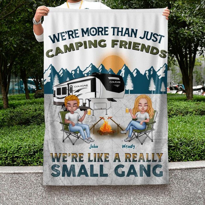 Custom Personalized Camping Friends Flag Sign - Upto 7 People - Gift Idea For Friends/ Couple/ Camping Lover - We're More Than Just Camping Friends We're Like A Really Small Gang